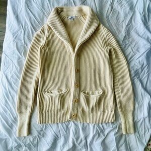 GAP Cream Ribbed Shawl Collar Cardigan